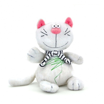 Мягкая игрушка кот Батон белый 15 см